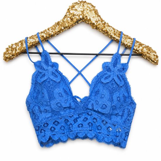 Royal Blue Crochet Lace Criss-Cross Bralette