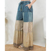 Denim & Lace Patchwork Boho Wide-Leg Pants