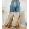 Denim & Lace Patchwork Boho Wide-Leg Pants