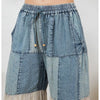 Denim & Lace Patchwork Boho Wide-Leg Pants