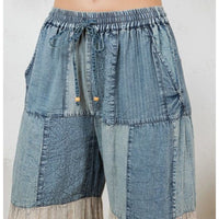 Denim & Lace Patchwork Boho Wide-Leg Pants