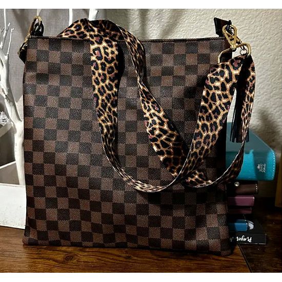London Brown Checkered Crossbody