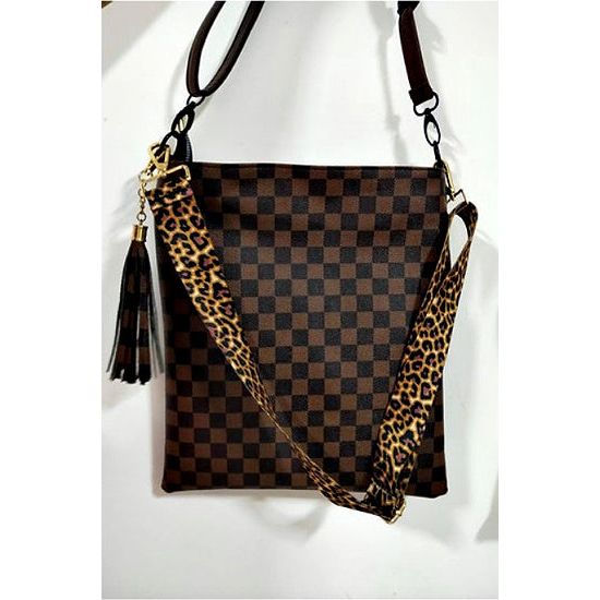 London Brown Checkered Crossbody