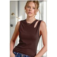 Chocolate Cut-Out Tank Top