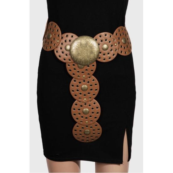 Brown Western Boho Concho Disc Belt