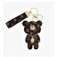 Vegan Leather Teddy Bear Wristlet Keychain - Rhinestone Gal