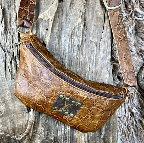 Keep it Gypsy Leather Bum Bag with Upcycled LV Logo