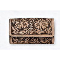 Brown Tooled Leather Western Wallet