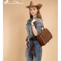 Montana West Brown Tooled Concealed Carry Tote Bag with Tassels
