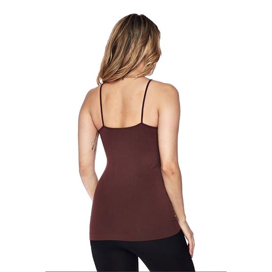 Brown Triple Criss-Cross Cami Top – Soft Seamless Nylon Spandex