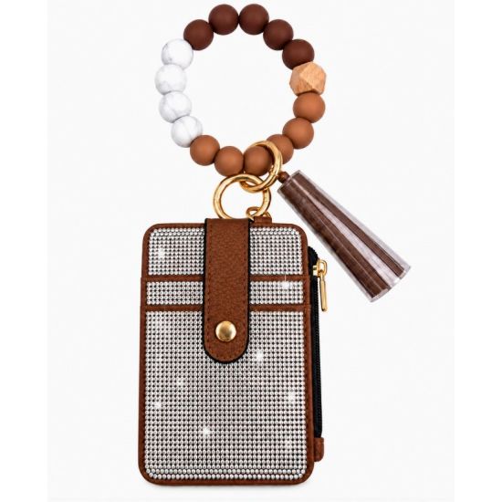 Rhinestone Beaded Wristlet Card Holder