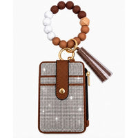 Rhinestone Beaded Wristlet Card Holder