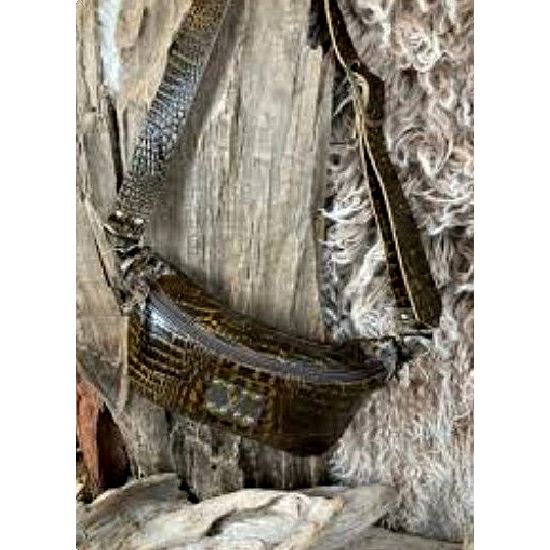 Keep it Gypsy Brown Croc Leather Bum Bag with Upcycled LV Logo