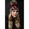 Red Buffalo Beanie with Leopard Trim - Rhinestone Gal