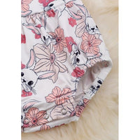 Pink Ruffle Strap Bunny Floral Baby Onesie