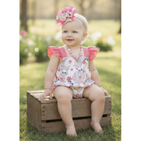 Pink Ruffle Strap Bunny Floral Baby Onesie