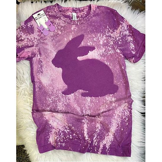 Bleached Purple Bunny Tee - Rhinestone Gal