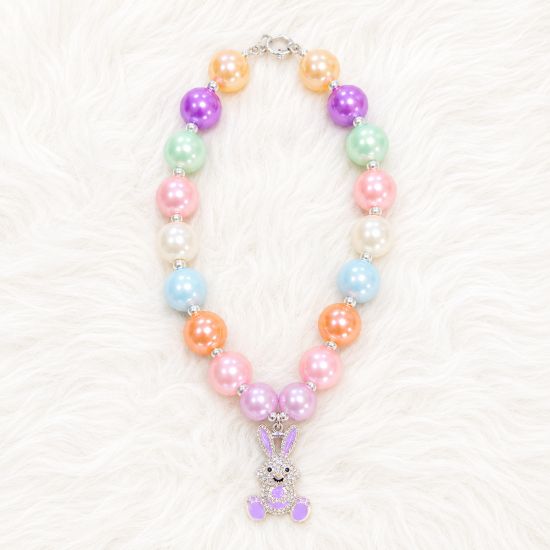 Girls Multi-Color Bubble Bunny Rhinestone Necklace
