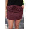 Solid Burgundy Athletic Skort with Pockets & Built‑In Shorts