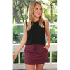 Solid Burgundy Athletic Skort with Pockets & Built‑In Shorts