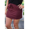 Solid Burgundy Athletic Skort with Pockets & Built‑In Shorts