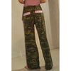Camo Print Pants with Pink Lace Trim