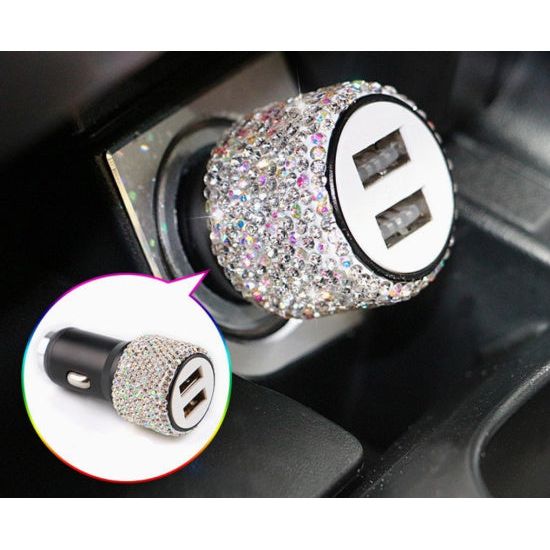 Rhinestone Car Dual Usb Charger