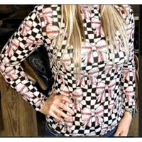 Dirt & Diamonds Baseball Bow Mesh Top