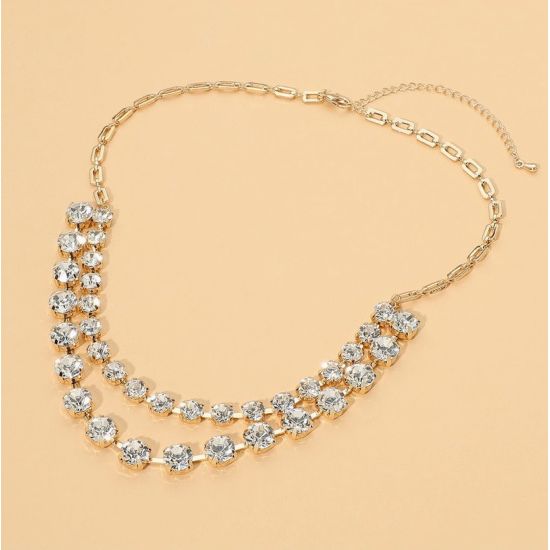 Clear Double Row Rhinestone Statement Necklace