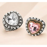 Vintage Heart Stretch Ring – Pink or Clear Crystal