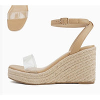 Natural Lucite Espadrille Wedge Sandals