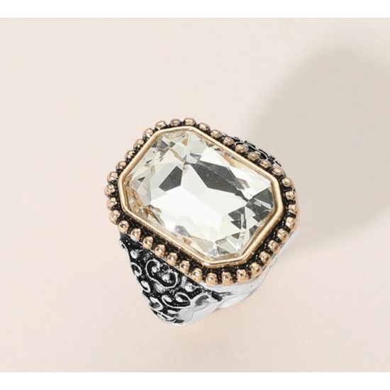 Vintage Stretch Statement Ring – Clear, Pink or Turquoise
