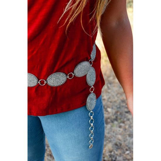 Clear Rhinestone Oval Concho Belt – Regular 41”