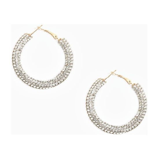 Clear Rhinestone Hoop Earrings