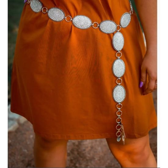 Clear Rhinestone Oval Concho Belt Plus Size