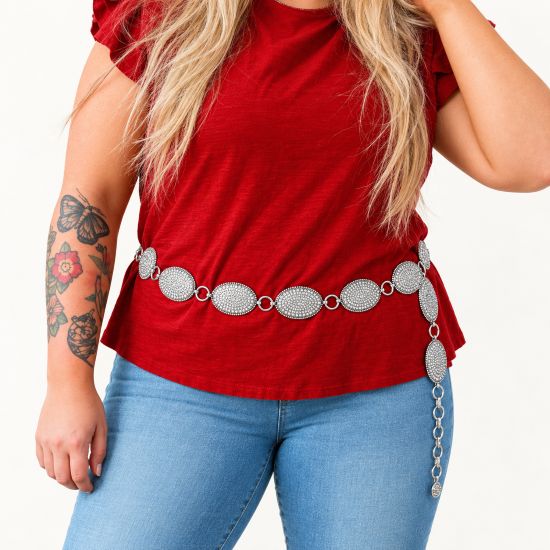 A Weekend in Dallas Rhinestone Concho Belt
