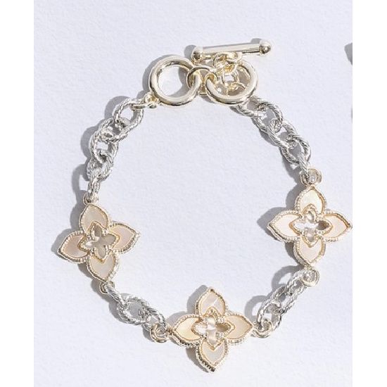 3 Clover Pave Mop Link Bracelet