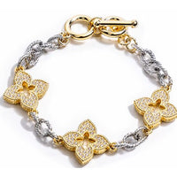 Clover Pavé Mixed Metal Link Bracelet