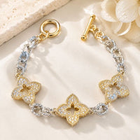 Clover Pavé Mixed Metal Link Bracelet