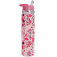 Pink Party Confetti Water Bottle with Straw