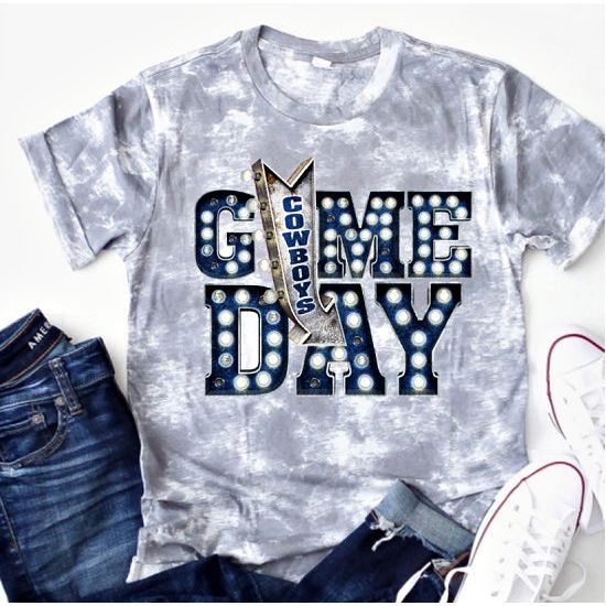 Game Day Cowboys Marque Gray Marble Tee