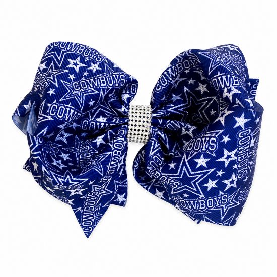 Girls Dallas Cowboys Double Layer Hair Bow with Rhinestone Center