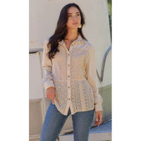 Desert Dream Crochet Lace Button-Down Top