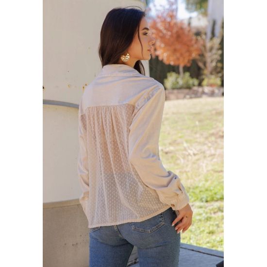 Desert Dream Crochet Lace Button-Down Top