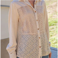 Desert Dream Crochet Lace Button-Down Top