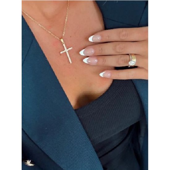 18k Gold Plated Dainty Cross Necklace – Water Resistant, Adjustable 15–17 Inches