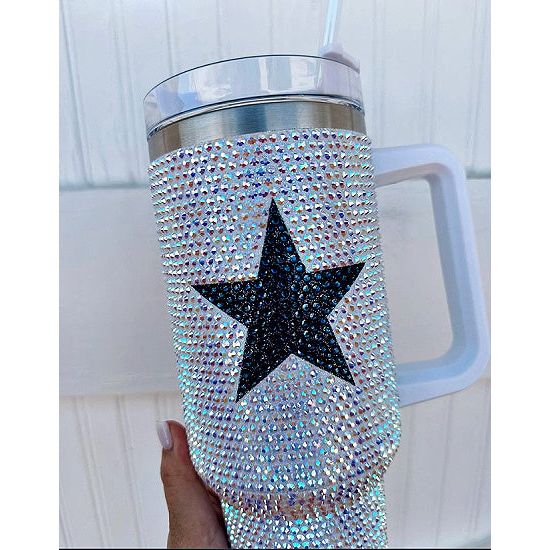 Rhinestone Tumbler with Midnight Blue Star 40 oz Tumbler - Rhinestone Gal