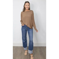 Cuffed Straight Leg High Rise Jeans
