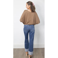 Cuffed Straight Leg High Rise Jeans
