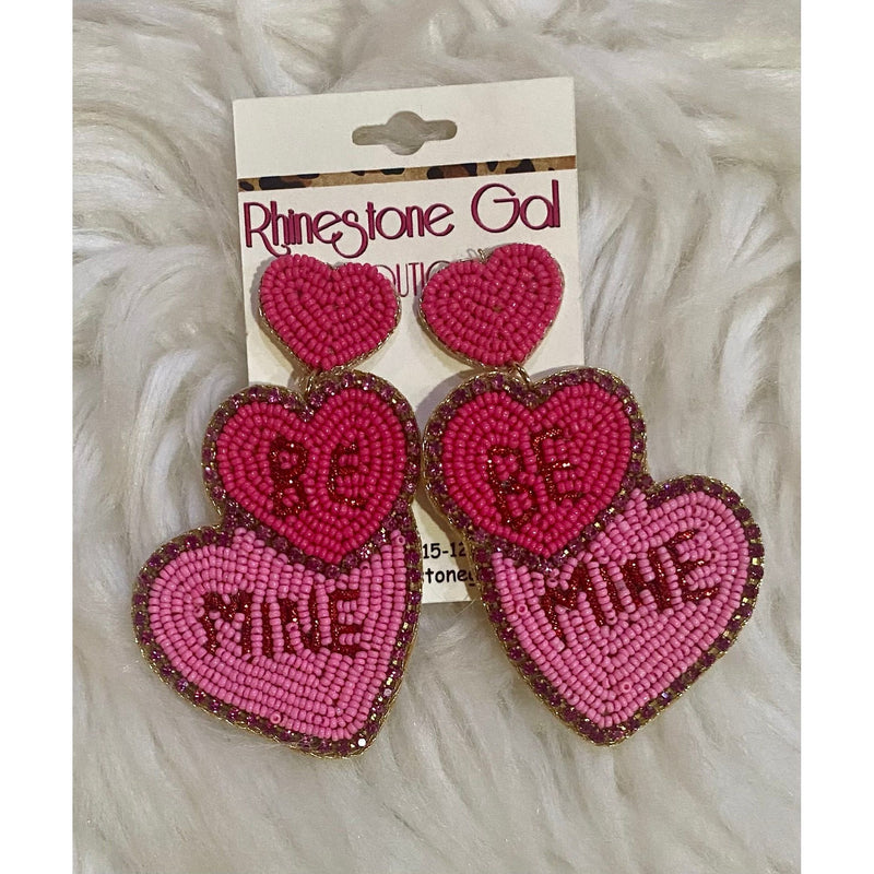 Be Mine Beaded Conversation Heart Earrings